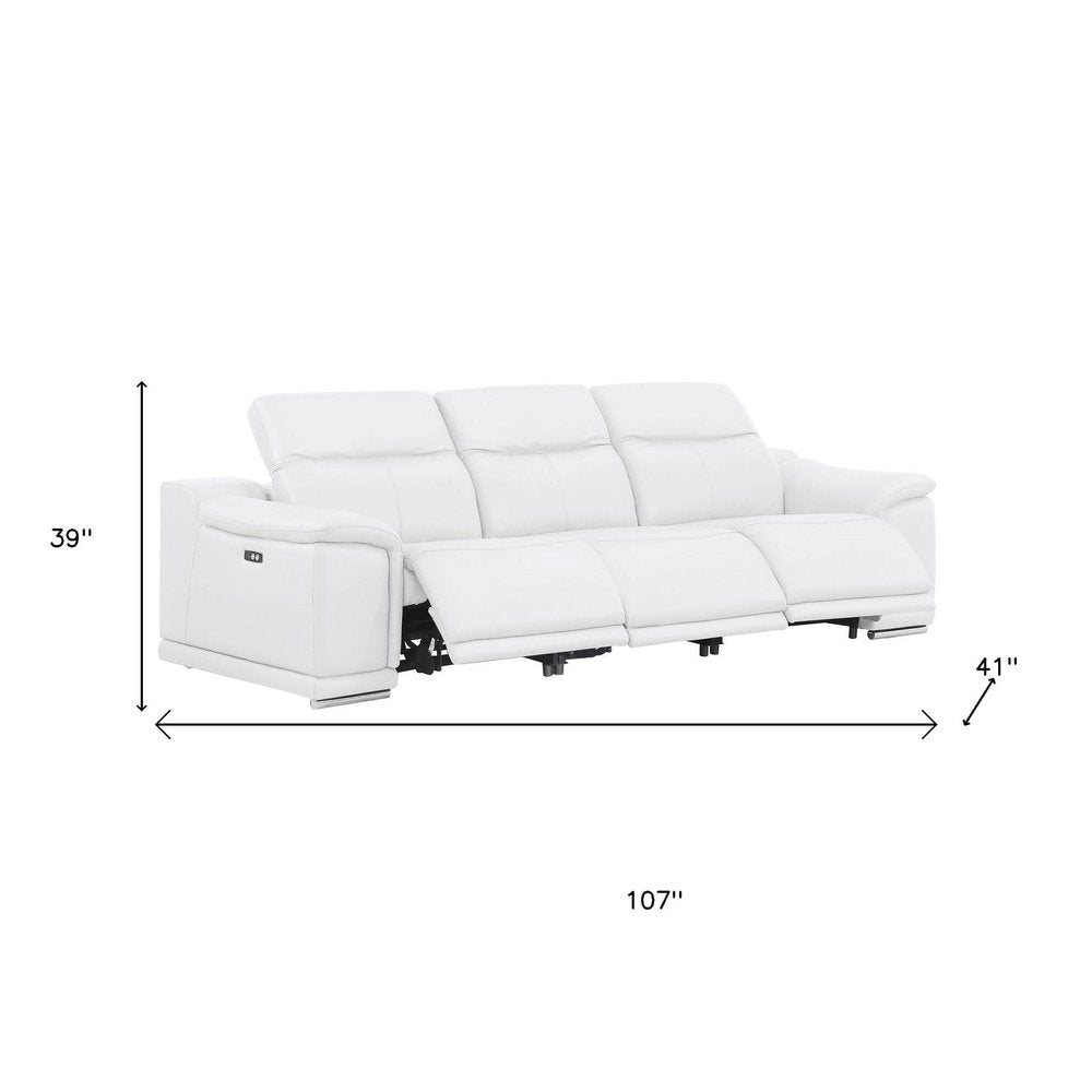 Three Piece White Genuine Leather Six Person Seating Set