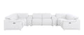 White Leather Modular U Shaped Eight Piece Corner Sectional with Console