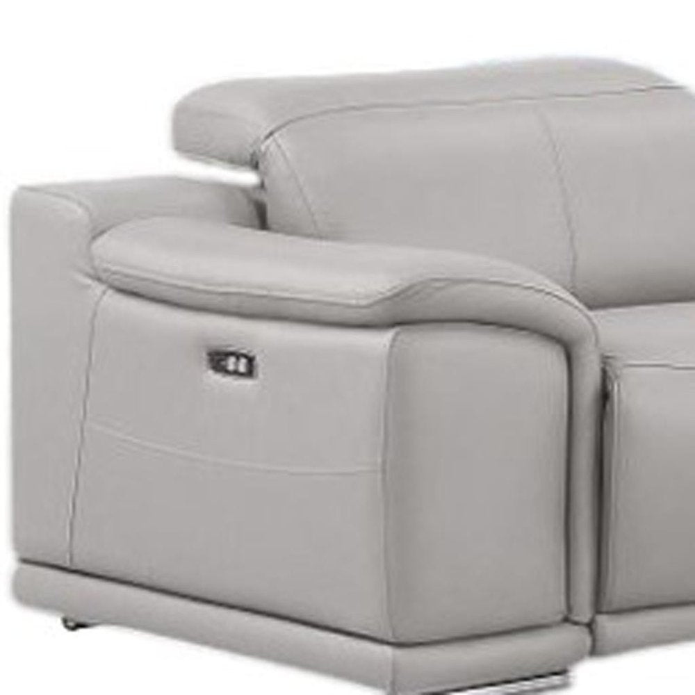 Ash Gray Leather Modular L Shaped Eight Piece Corner Sectional with Console