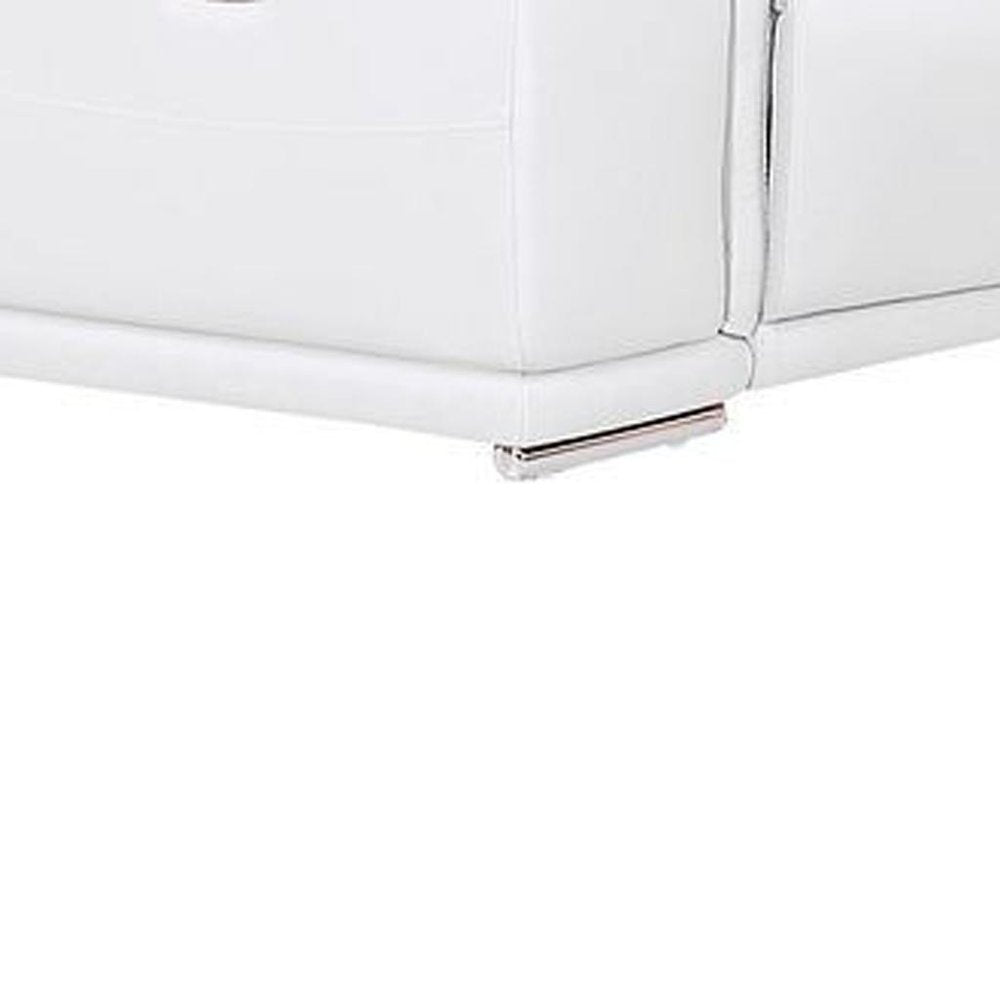 White Leather Power Reclining U Shaped Eight Piece Corner Sectional with Console