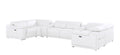 White Leather Power Reclining U Shaped Eight Piece Corner Sectional with Console