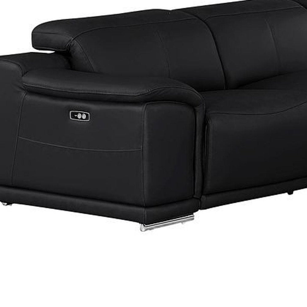 Battleship Gray Leather Modular U Shaped Ten Piece Corner Sectional with Console