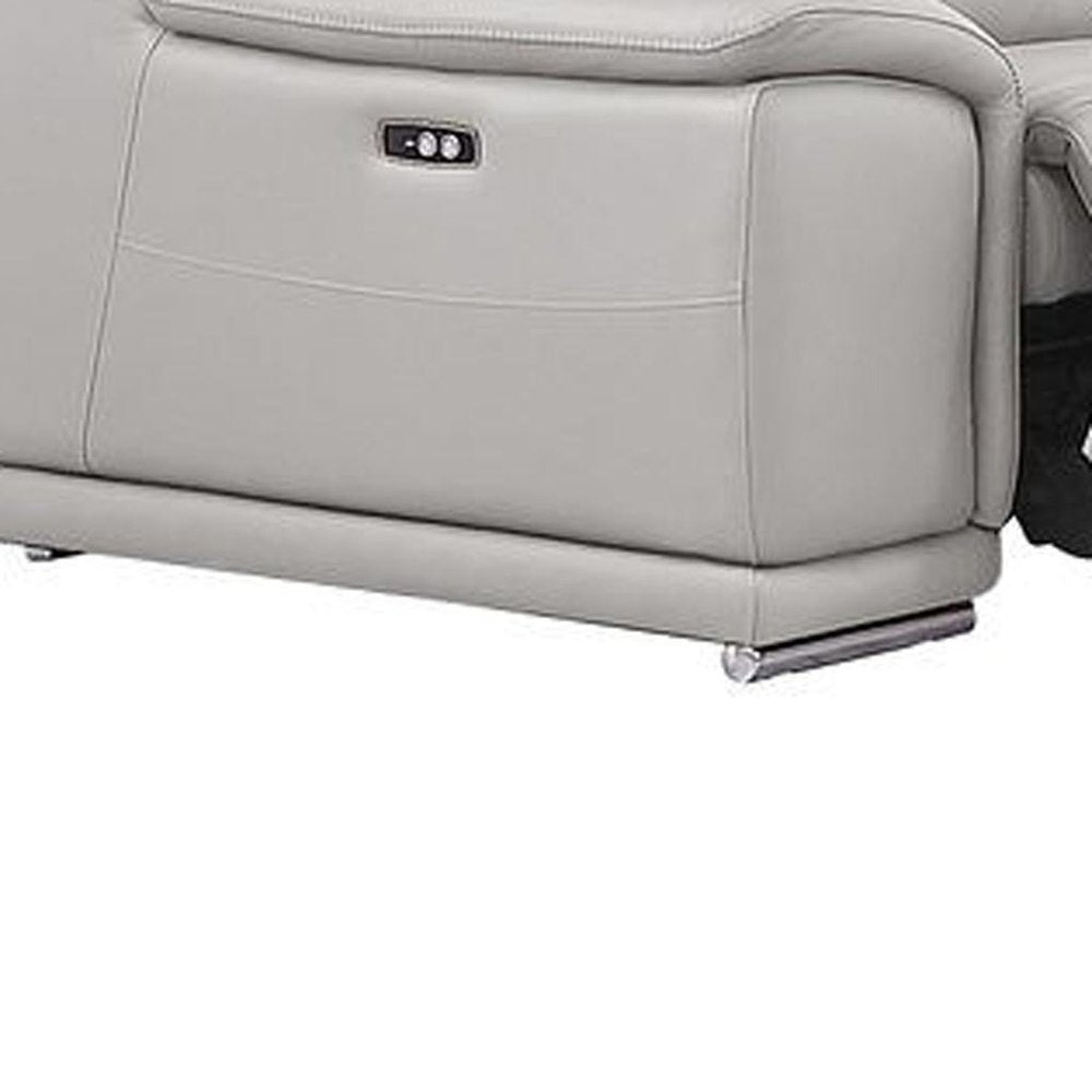 Ash Gray Leather Modular U Shaped Ten Piece Corner Sectional with Console