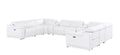 White Leather Modular U Shaped Ten Piece Corner Sectional with Console