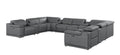 Battleship Gray Leather Modular U Shaped Twelve Piece Corner Sectional with Console