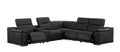 Black Leather Power Reclining L Shaped Six Piece Corner Sectional with Console