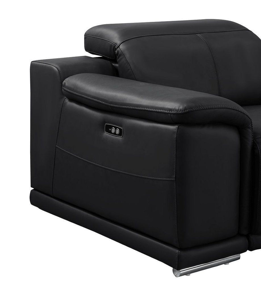 Black Leather Modular U Shaped Eight Piece Corner Sectional