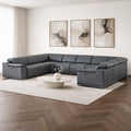 Battleship Gray Leather Power Reclining U Shaped Eight Piece Corner Sectional