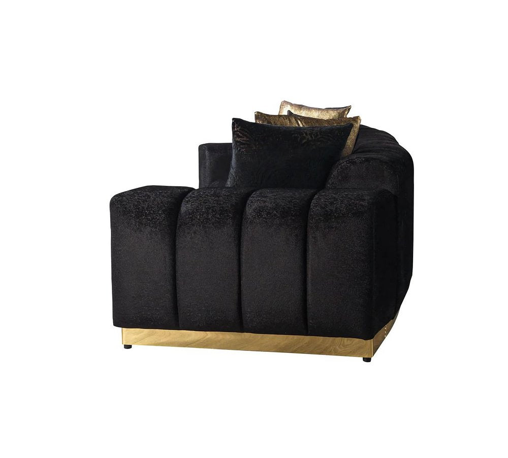 Black Velvet Modular Curved Two Piece Sectional with Toss Pillows
