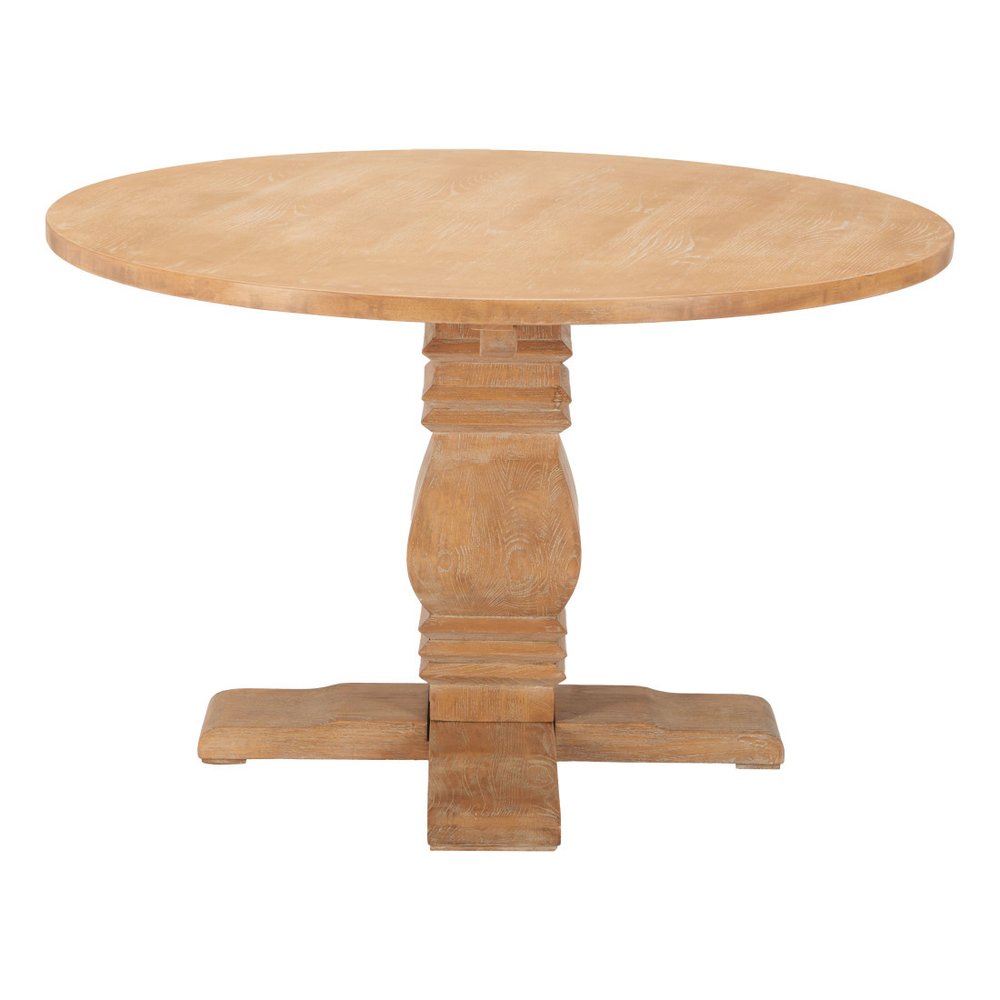 Brown Solid Wood Pedestal Base Round Top Dining Table - 48-inch