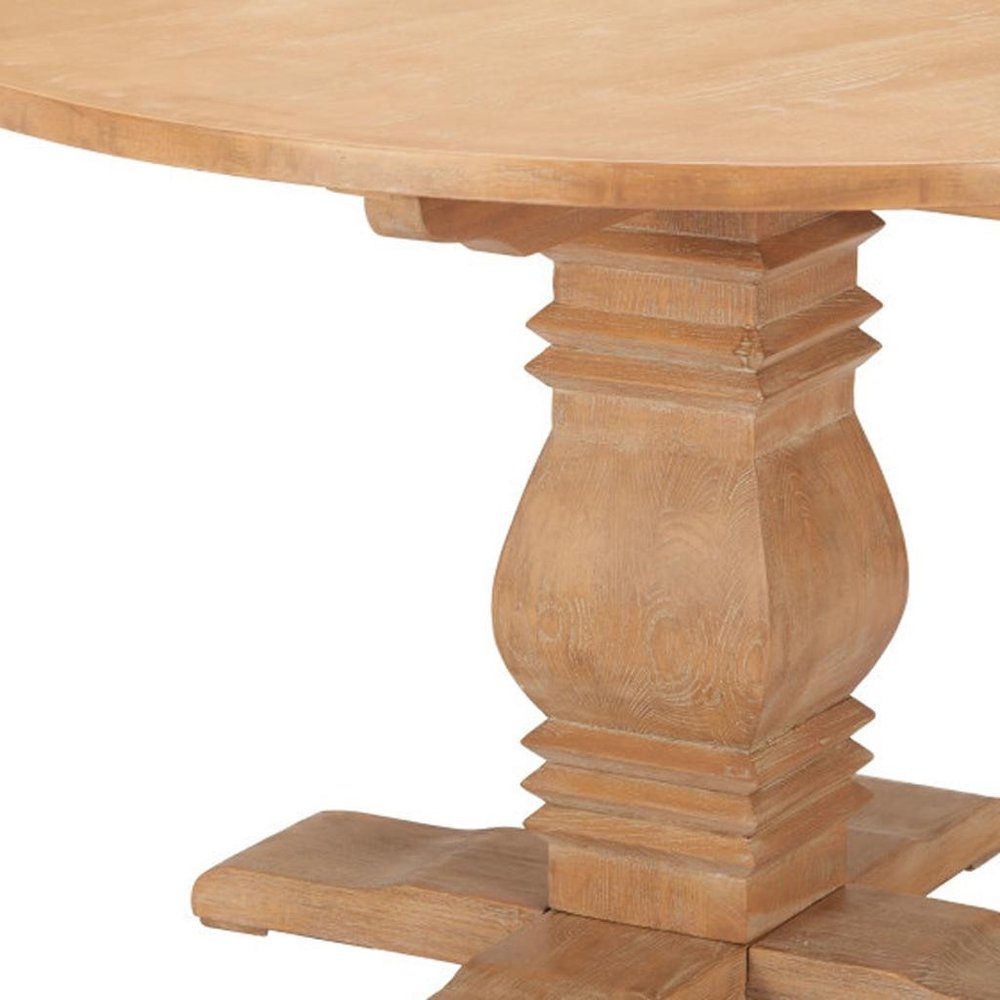 Brown Solid Wood Pedestal Base Round Top Dining Table - 48-inch