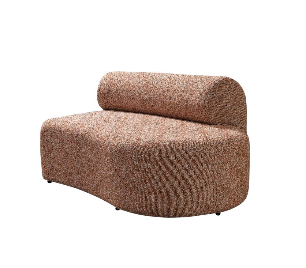 Orange Boucle Modular Curved Three Piece Sectional with Toss Pillows