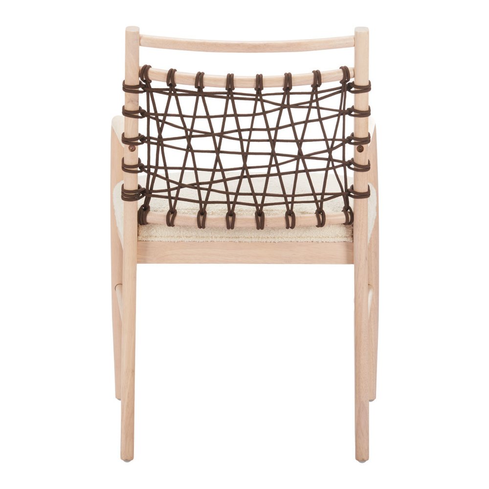 Set of Two Ivory and White Upholstered Open Back Dining Arm Chairs