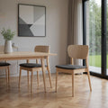 Set of Two Gray and Natural Upholstered Open Back Dining Side Chairs