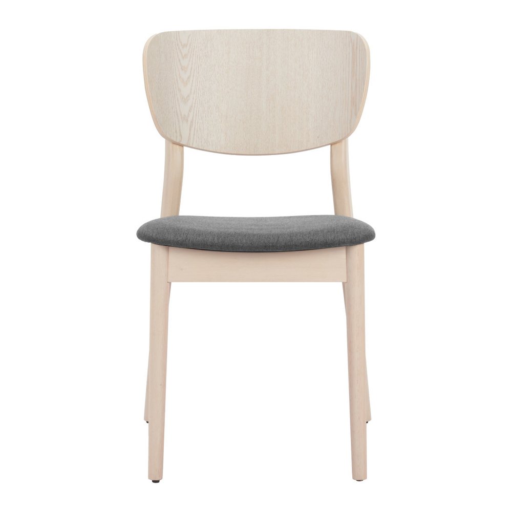 Set of Two Gray and Natural Upholstered Open Back Dining Side Chairs
