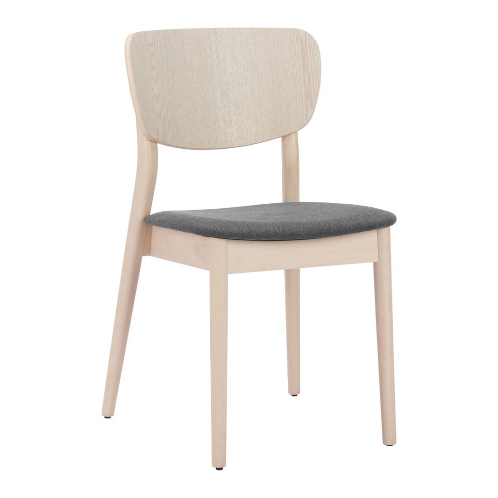 Set of Two Gray and Natural Upholstered Open Back Dining Side Chairs