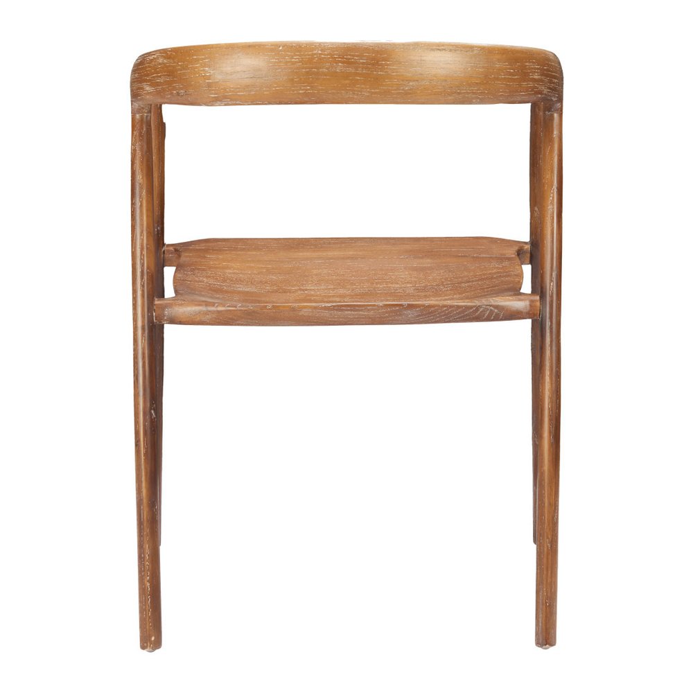 Set of Two Walnut and Brown Solid Wood Open Back Dining Arm Chairs