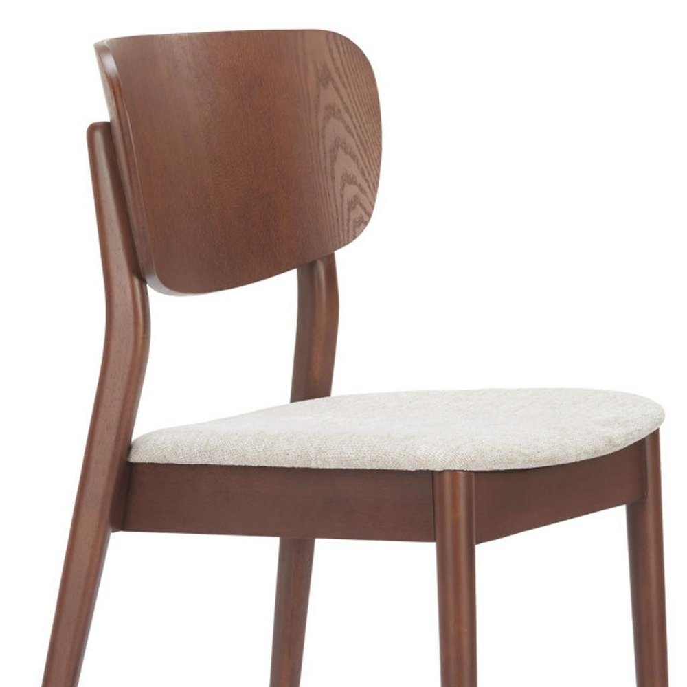 Set of Two Beige and Brown Upholstered Open Back Dining Side Chairs