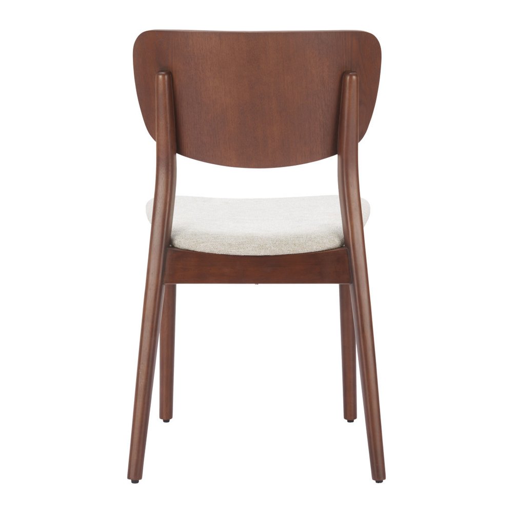 Set of Two Beige and Brown Upholstered Open Back Dining Side Chairs
