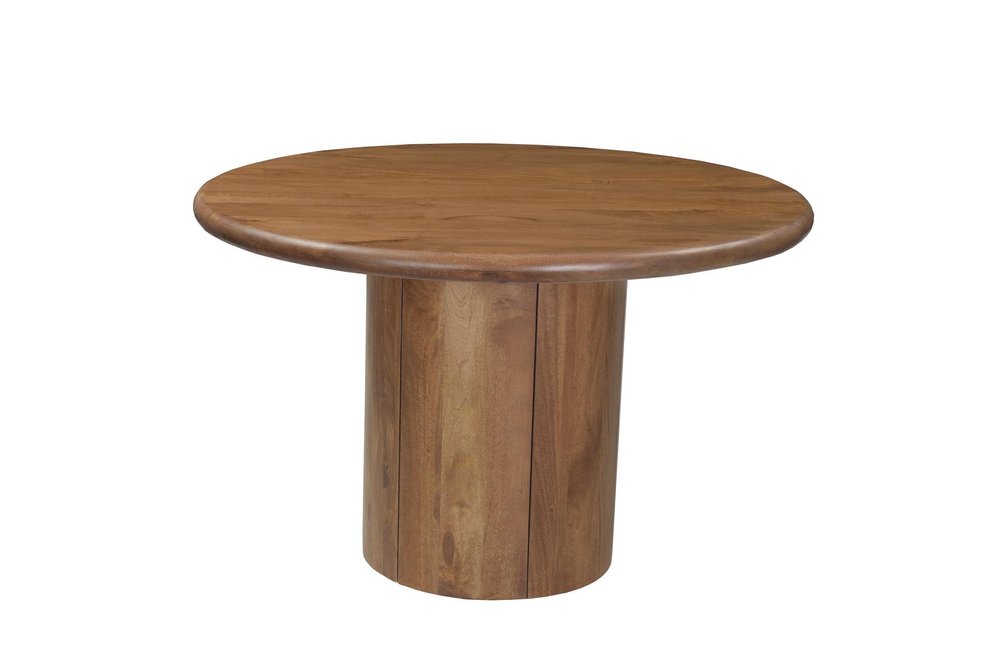 Brown Solid Wood Pedestal Base Round Top Dining Table - 48-inch