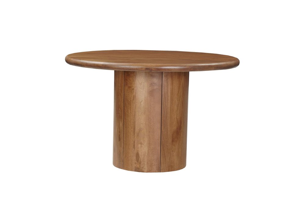 Brown Solid Wood Pedestal Base Round Top Dining Table - 48-inch