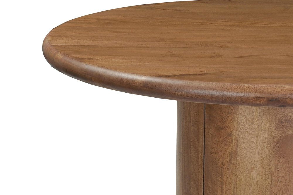 Brown Solid Wood Pedestal Base Round Top Dining Table - 48-inch