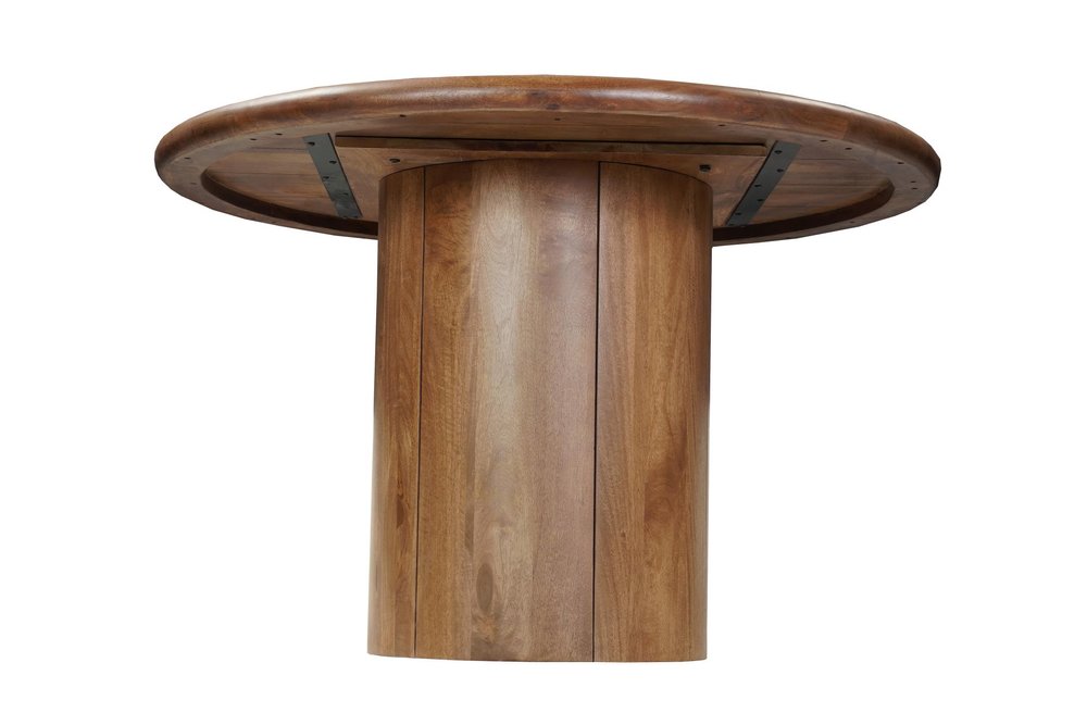 Brown Solid Wood Pedestal Base Round Top Dining Table - 48-inch
