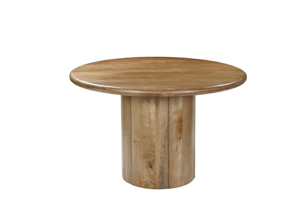 Natural Solid Wood Pedestal Base Round Top Dining Table - 48-inch