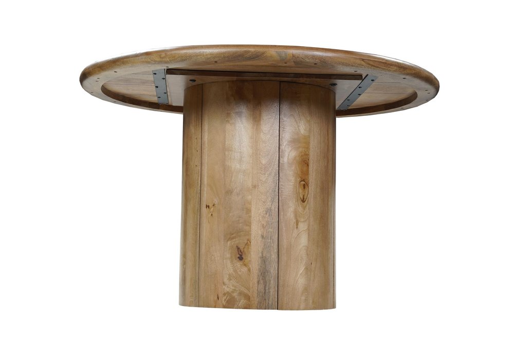 Natural Solid Wood Pedestal Base Round Top Dining Table - 48-inch