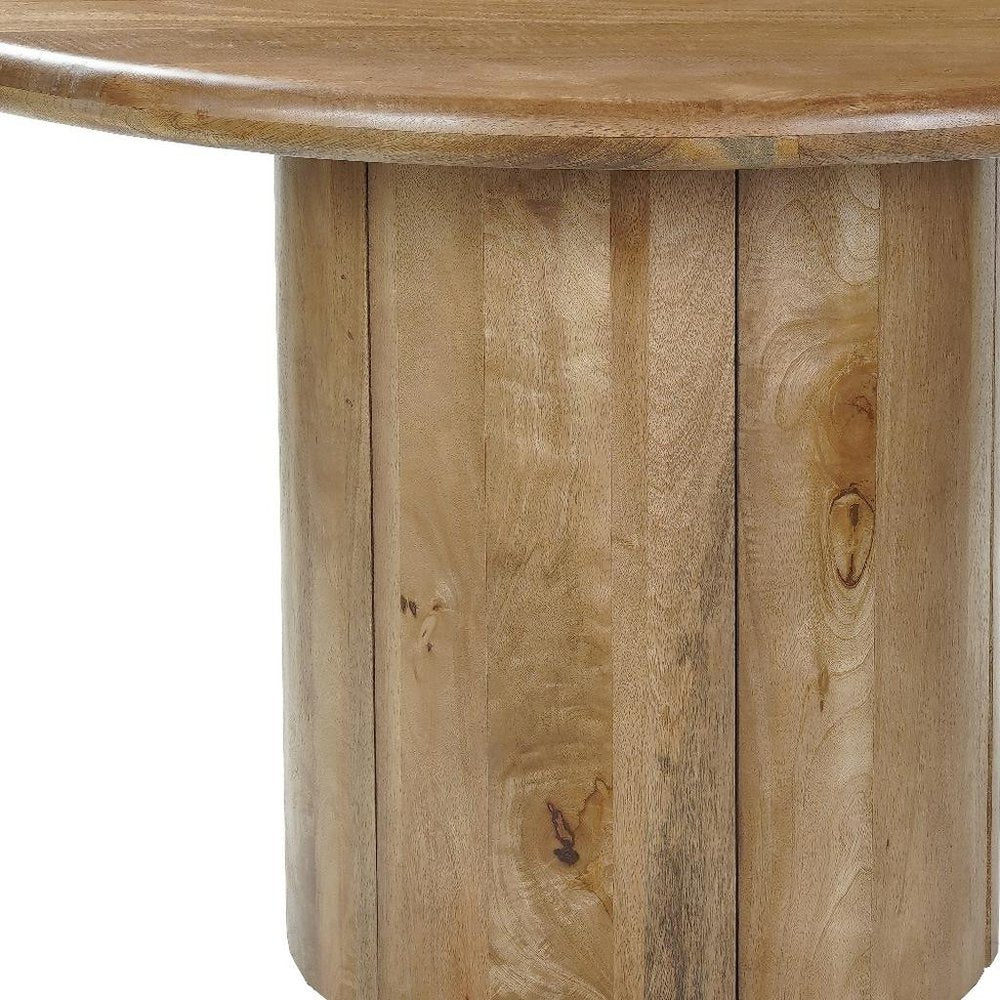 Natural Solid Wood Pedestal Base Round Top Dining Table - 48-inch