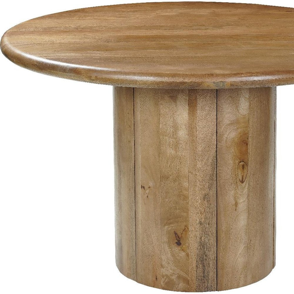 Natural Solid Wood Pedestal Base Round Top Dining Table - 48-inch