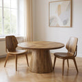 Brown Solid Wood Pedestal Base Round Top Dining Table - 54-inch
