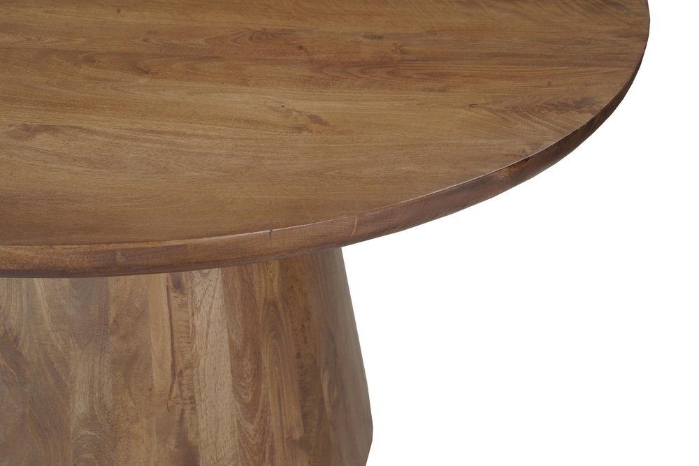 Brown Solid Wood Pedestal Base Round Top Dining Table - 54-inch