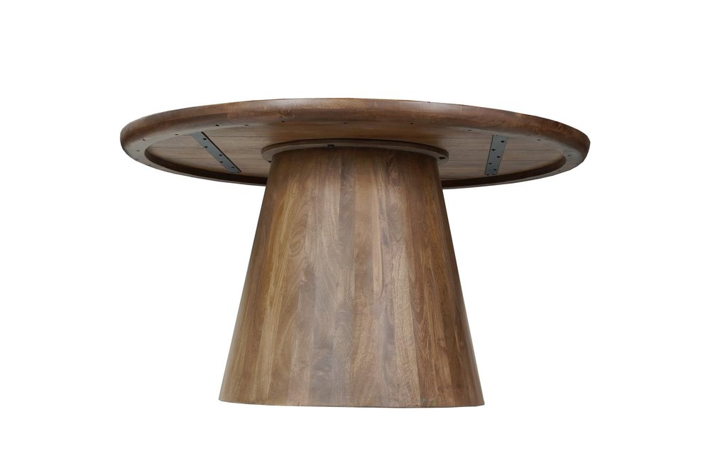 Brown Solid Wood Pedestal Base Round Top Dining Table - 54-inch
