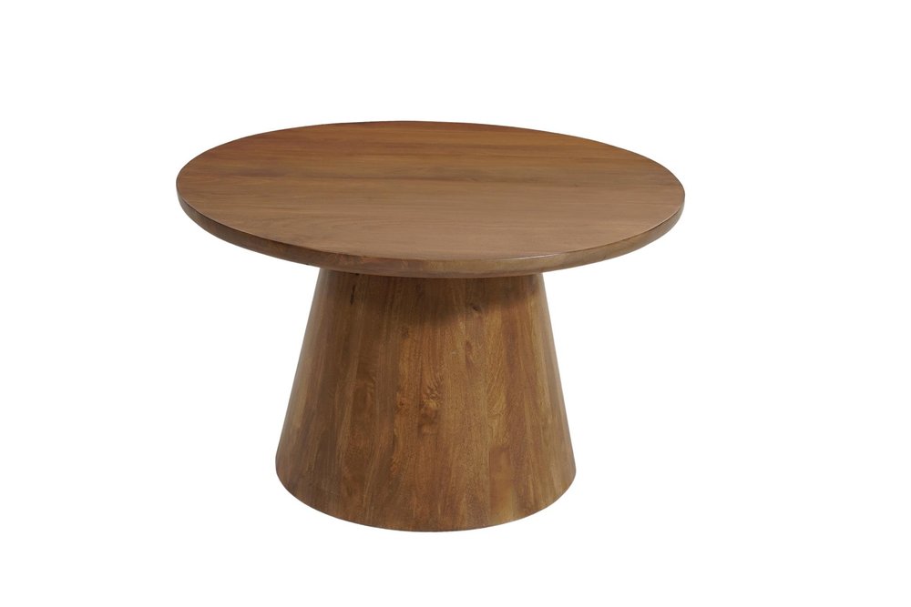 Brown Solid Wood Pedestal Base Round Top Dining Table - 54-inch