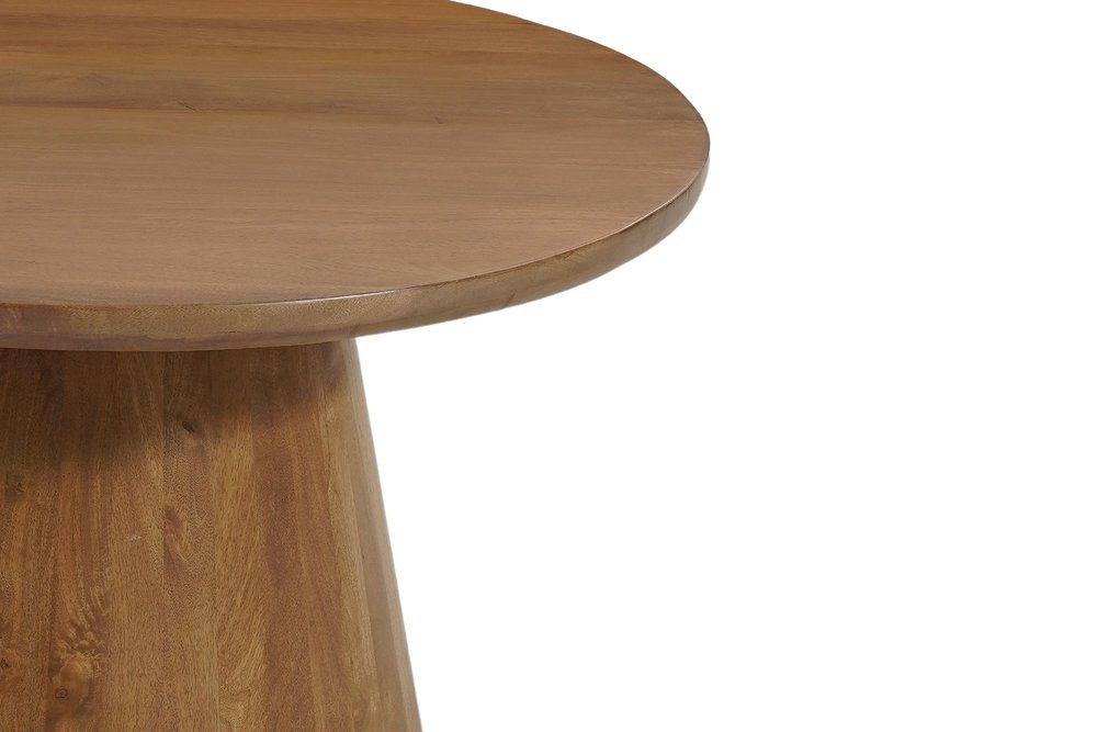 Brown Solid Wood Pedestal Base Round Top Dining Table - 54-inch