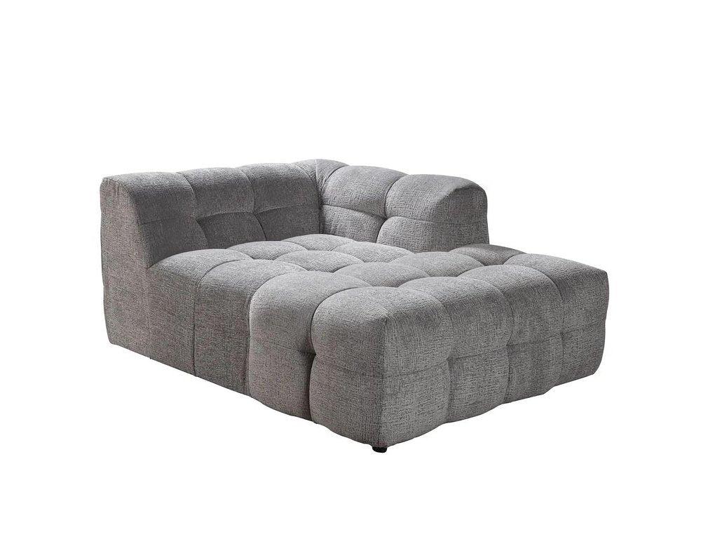 Light Gray Boucle L Shaped Two Piece Sofa and Chaise Sectional with Toss Pillows
