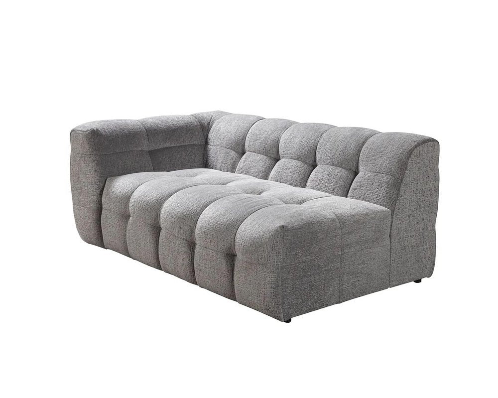 Light Gray Boucle L Shaped Two Piece Sofa and Chaise Sectional with Toss Pillows