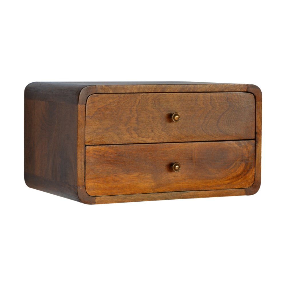 Brown Solid Wood Floating Nightstand - 18-inch