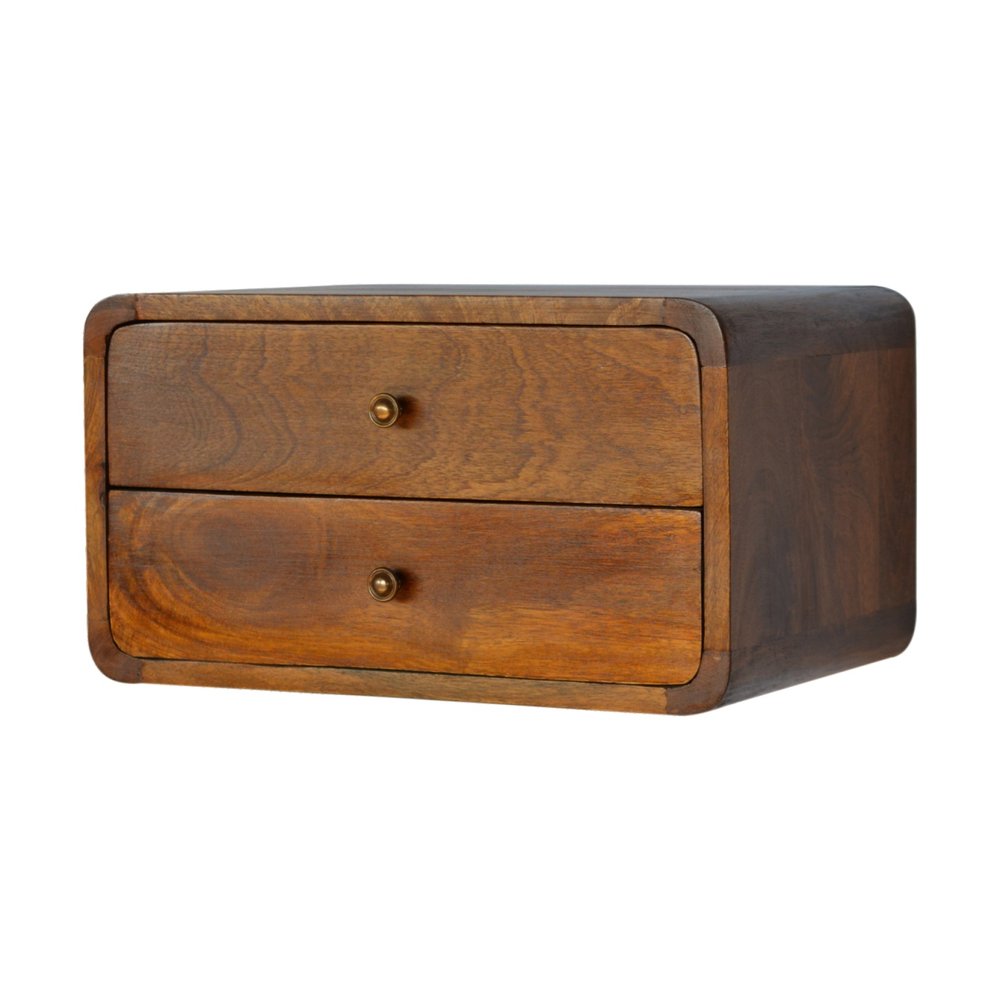 Brown Solid Wood Floating Nightstand - 18-inch