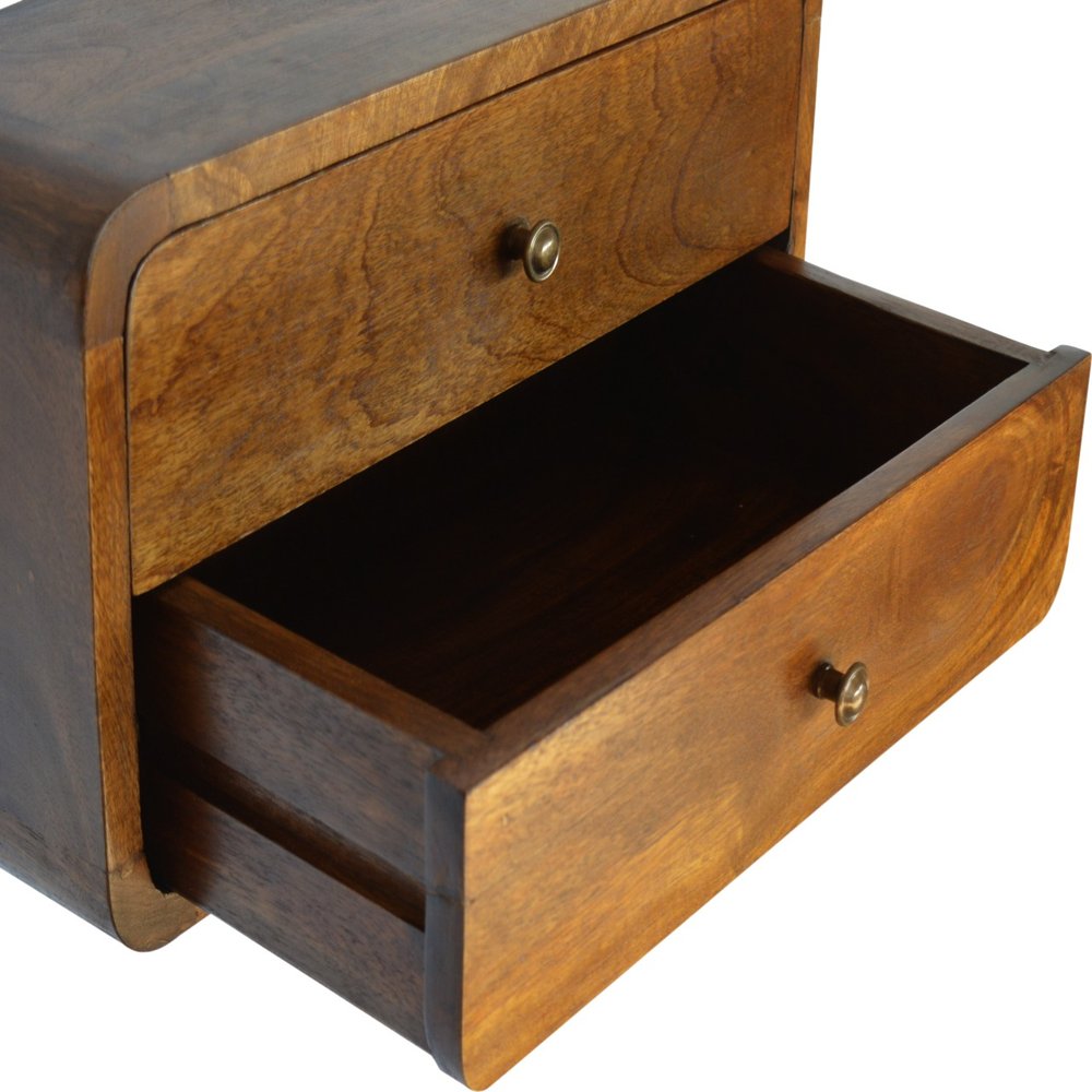 Brown Solid Wood Floating Nightstand - 18-inch