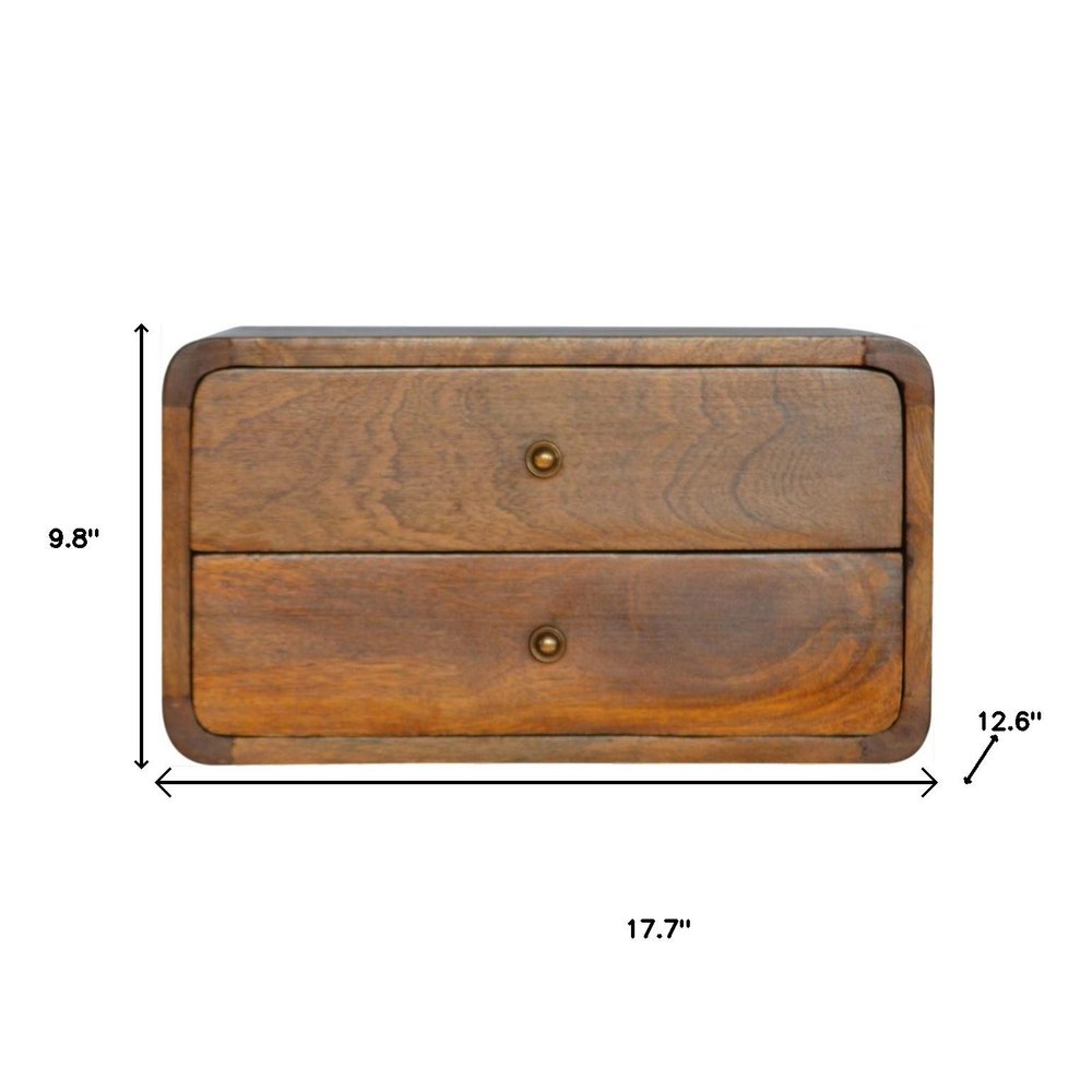 Brown Solid Wood Floating Nightstand - 18-inch