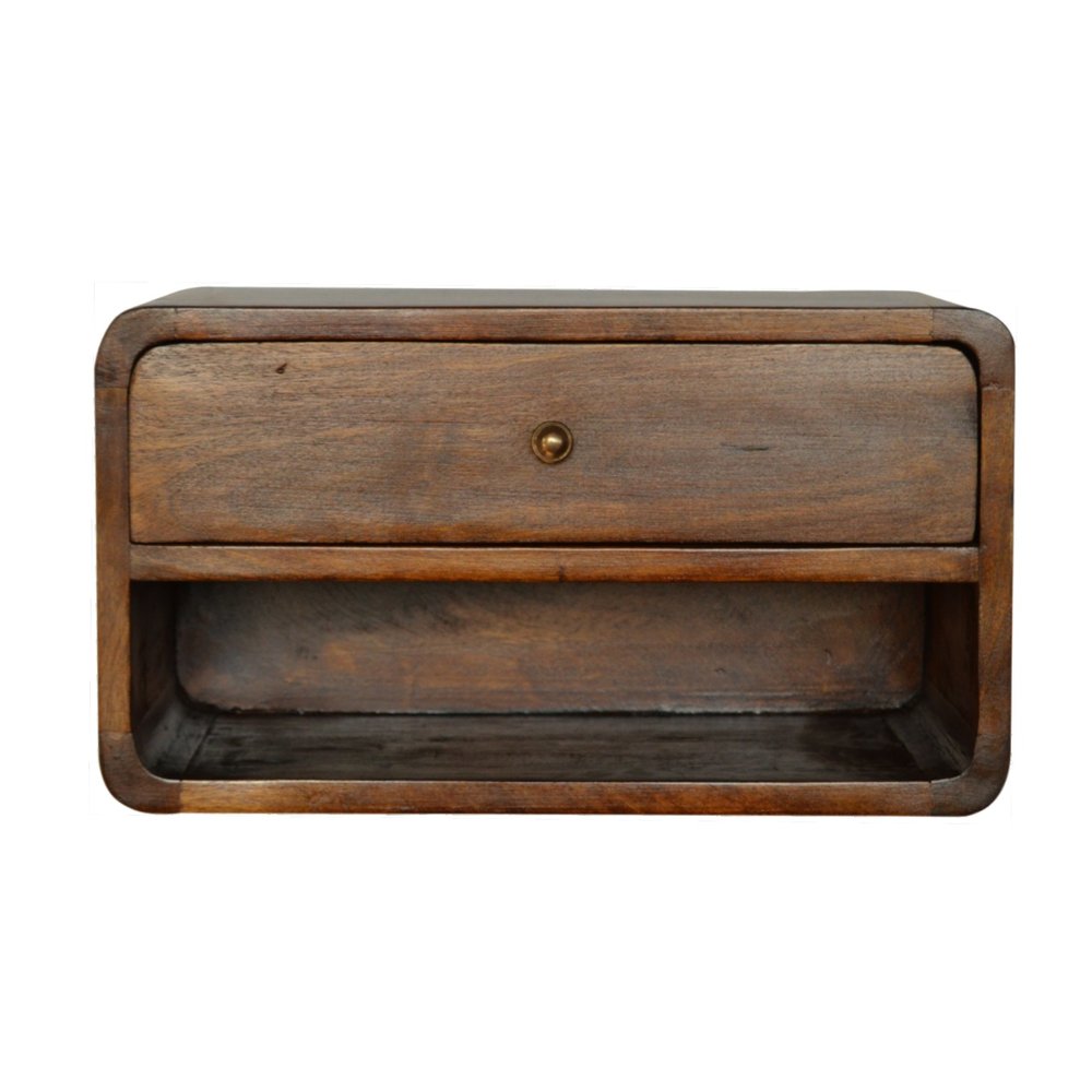 Chestnut Solid Wood One Drawer Floating Nightstand - 18-inch