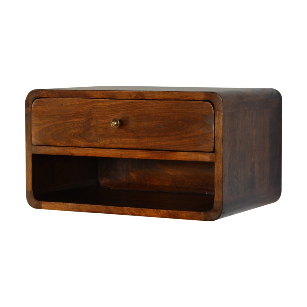Chestnut Solid Wood One Drawer Floating Nightstand - 18-inch
