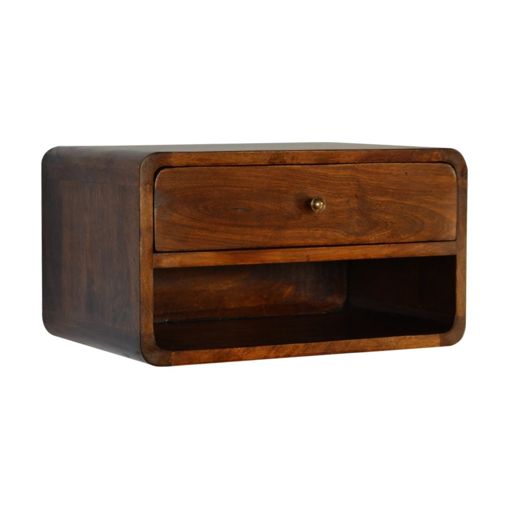 Chestnut Solid Wood One Drawer Floating Nightstand - 18-inch