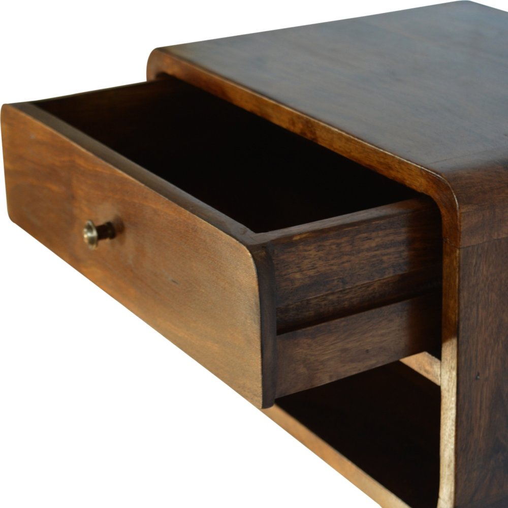 Chestnut Solid Wood One Drawer Floating Nightstand - 18-inch