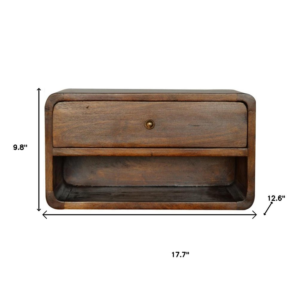 Chestnut Solid Wood One Drawer Floating Nightstand - 18-inch