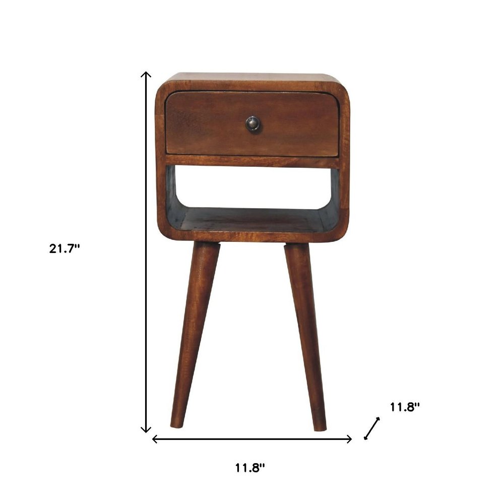 Chestnut Solid Wood One Drawer Nightstand - 22-inch
