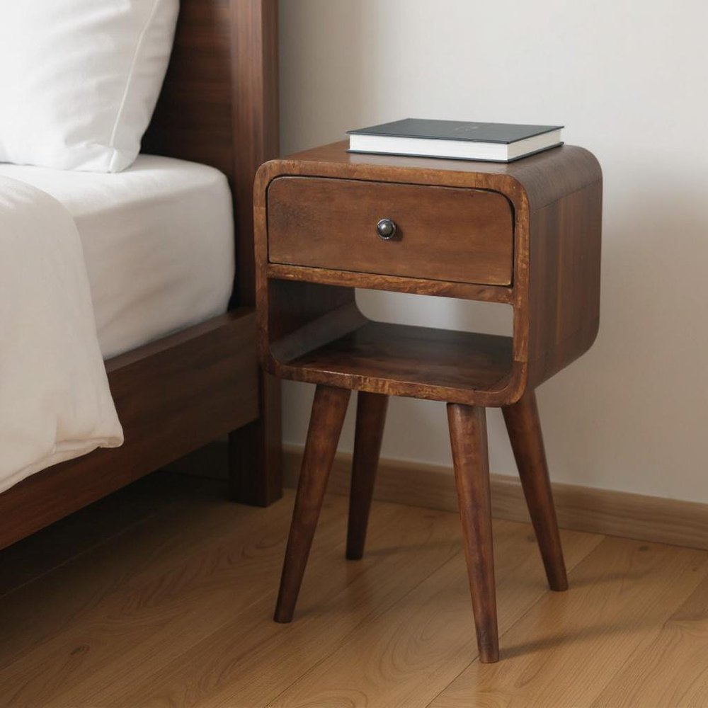 Chestnut Solid Wood One Drawer Nightstand - 22-inch