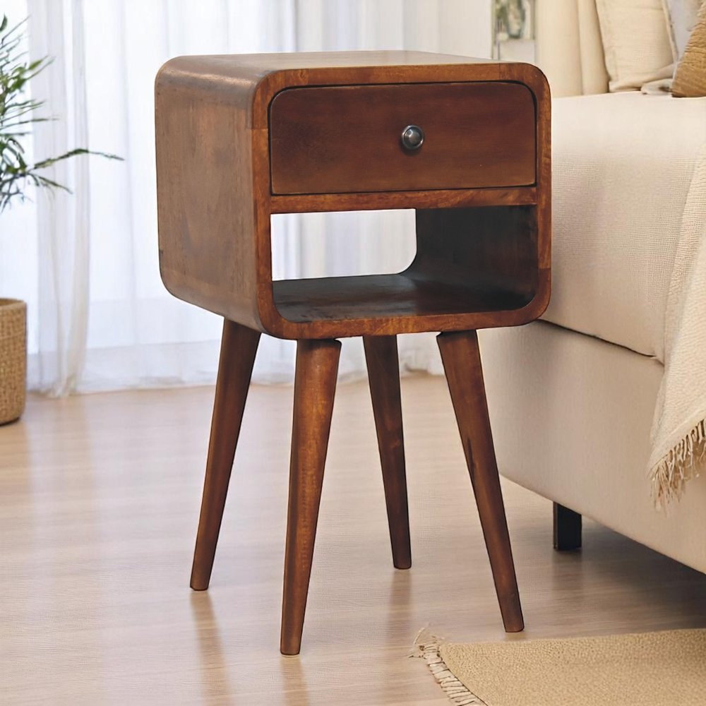 Chestnut Solid Wood One Drawer Nightstand - 22-inch